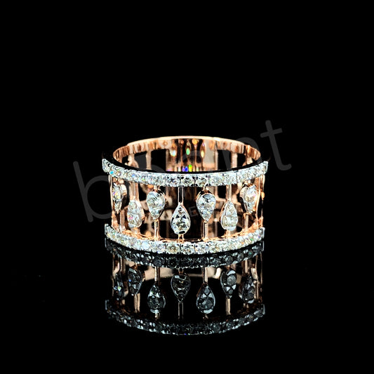 Rose Gold Wide Diamond Band - Royal Grandeur in Every Detail