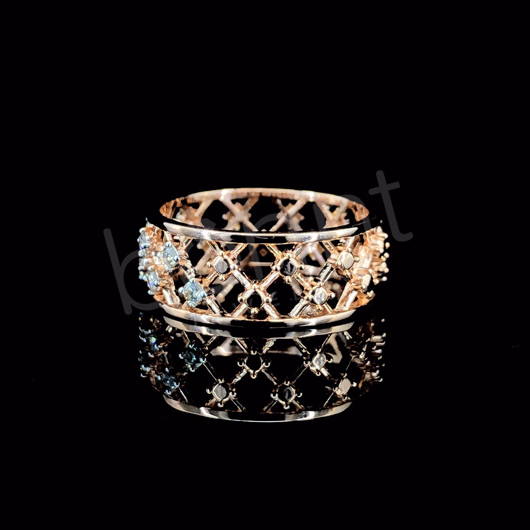 Rose Gold Diamond Lattice Band – Artisanal Craftsmanship with Timeless Sparkle