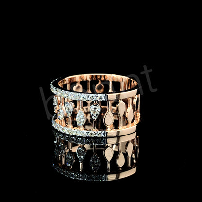Rose Gold Wide Diamond Band - Royal Grandeur in Every Detail