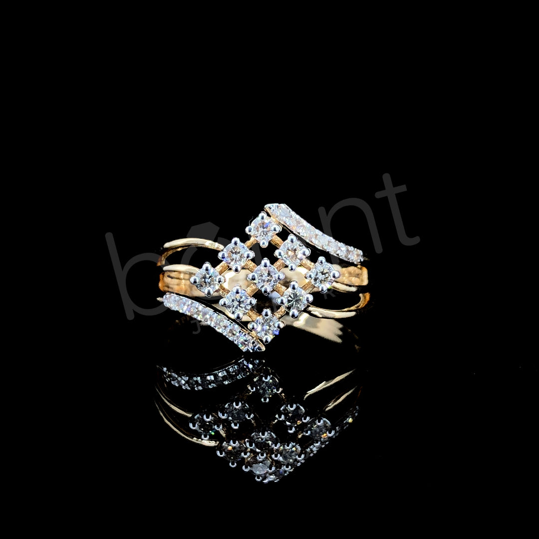 Rose Gold Geometric Diamond Ring – Avant-Garde Elegance with Architectural Sparkle