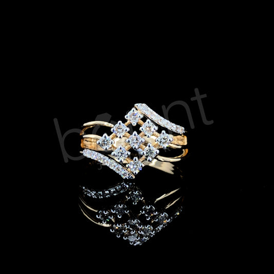 Rose Gold Geometric Diamond Ring – Avant-Garde Elegance with Architectural Sparkle
