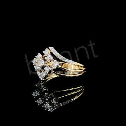 Rose Gold Geometric Diamond Ring – Avant-Garde Elegance with Architectural Sparkle