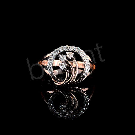 Rose Gold Diamond Wave Ring - Artistic Elegance with Modern Sparkle