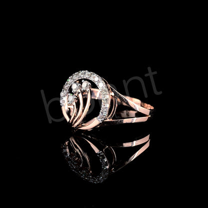 Rose Gold Diamond Wave Ring - Artistic Elegance with Modern Sparkle