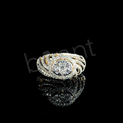 Rose Gold Oval Diamond Ring – Multi-Band Halo Design with Radiant Brilliance