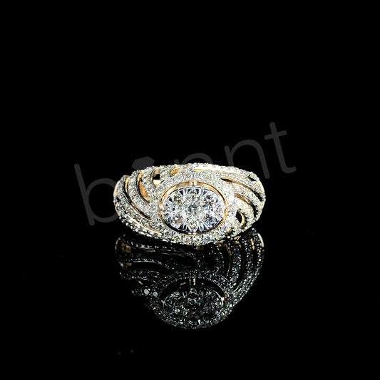 Rose Gold Oval Diamond Ring – Multi-Band Halo Design with Radiant Brilliance