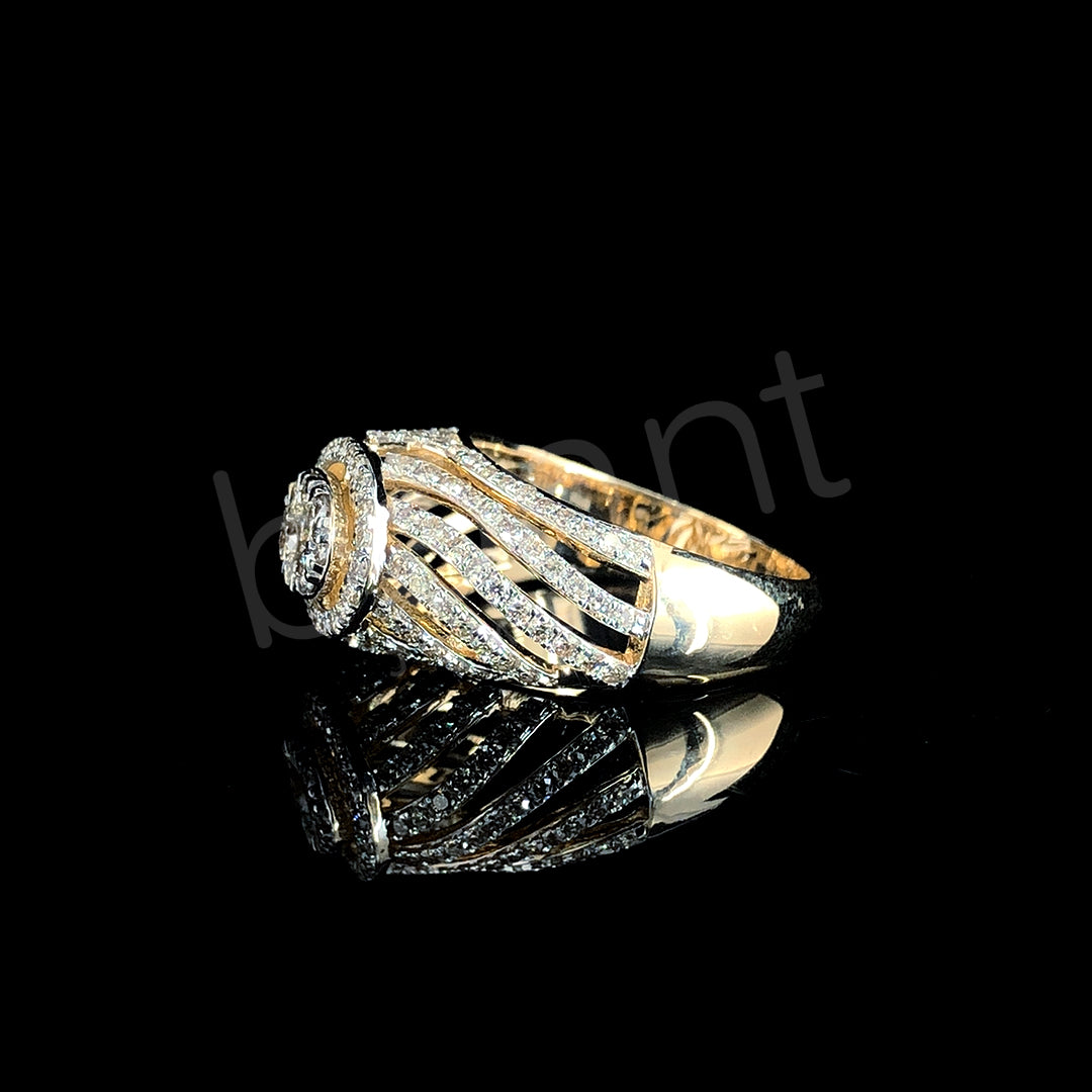 Rose Gold Oval Diamond Ring – Multi-Band Halo Design with Radiant Brilliance