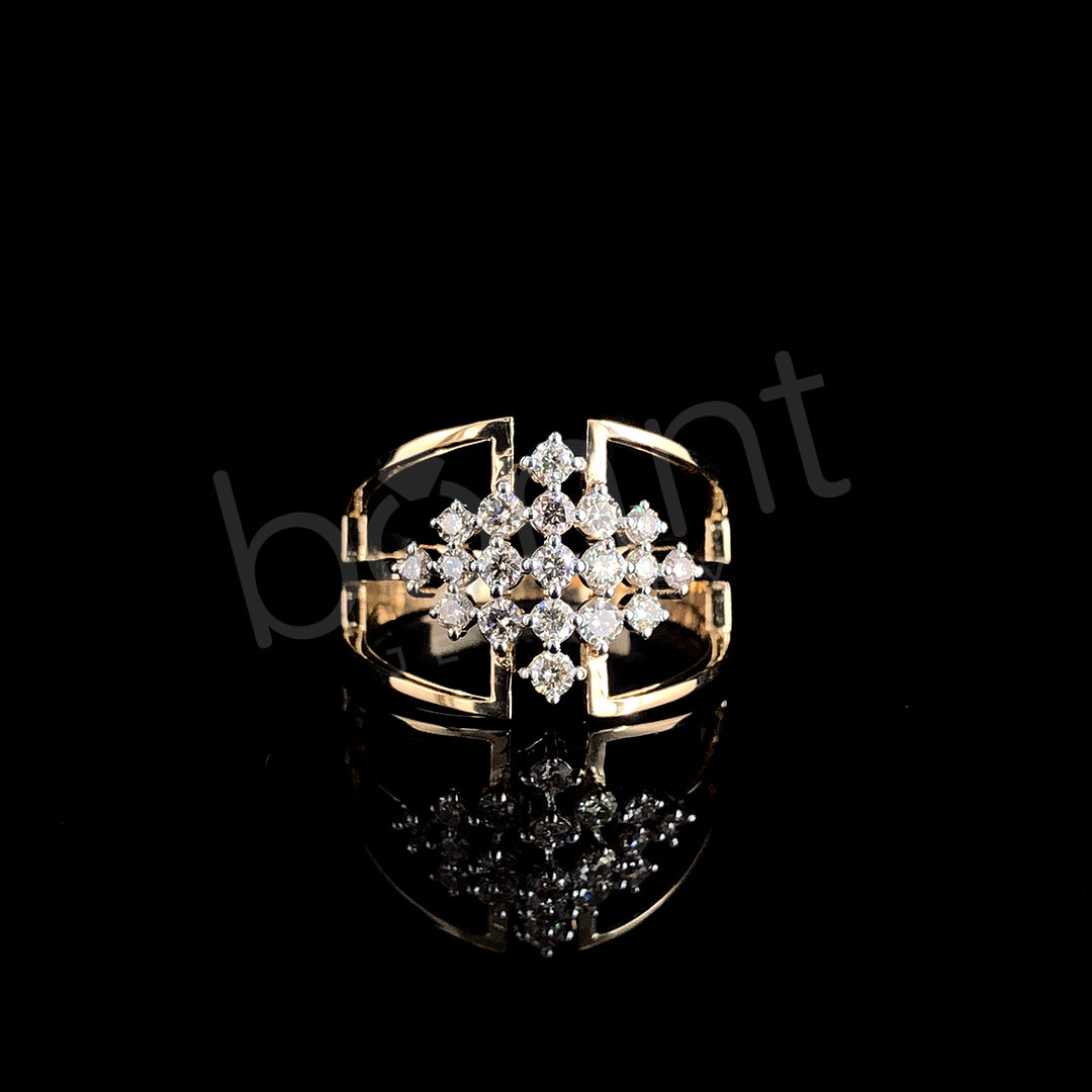 Rose Gold Floral Cluster Diamond Ring - Timeless Bloom of Brilliance
