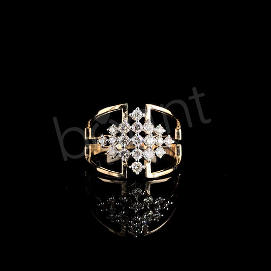 Rose Gold Floral Cluster Diamond Ring - Timeless Bloom of Brilliance