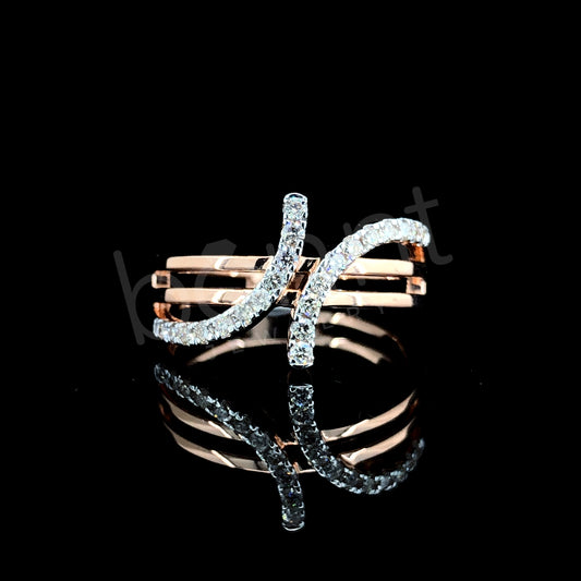 Rose Gold Diamond Crossover Ring - Contemporary Elegance with a Sparkling Twist