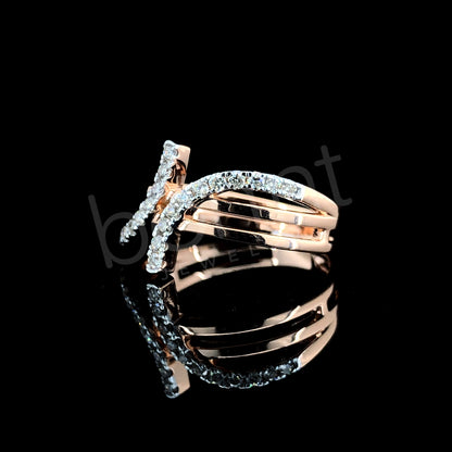 Rose Gold Diamond Crossover Ring - Contemporary Elegance with a Sparkling Twist