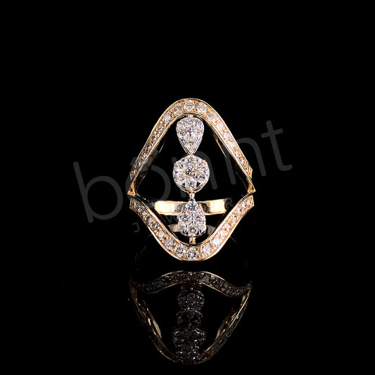 Rose Gold Geometric Diamond Statement Ring - Modern Glamour Redefined