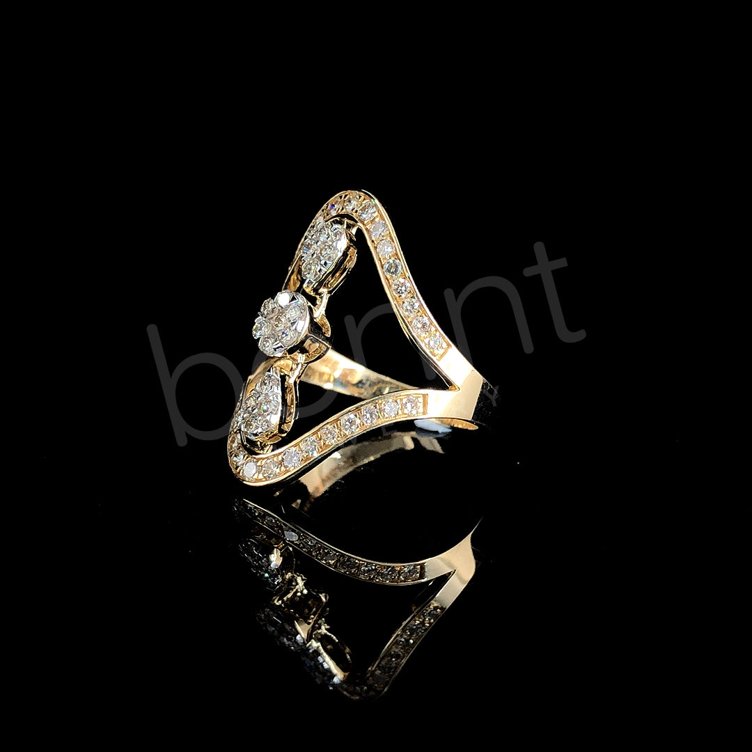 Rose Gold Geometric Diamond Statement Ring - Modern Glamour Redefined