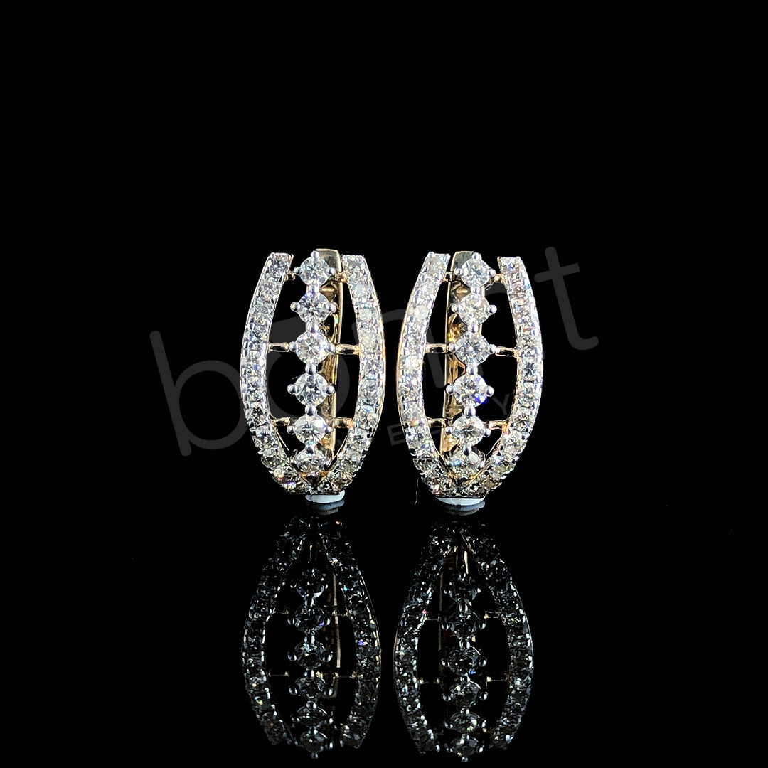 Rose Gold Diamond Earrings – Marquise Illusion with Double Halo Brilliance