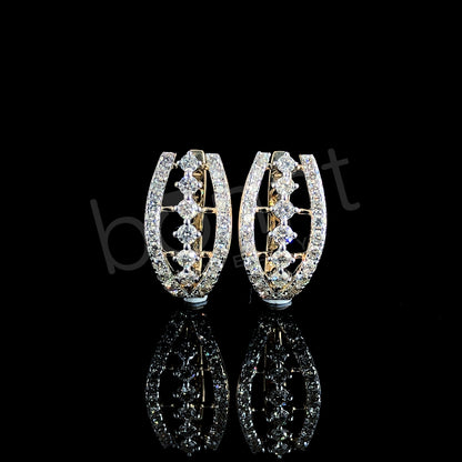 Rose Gold Diamond Earrings – Marquise Illusion with Double Halo Brilliance