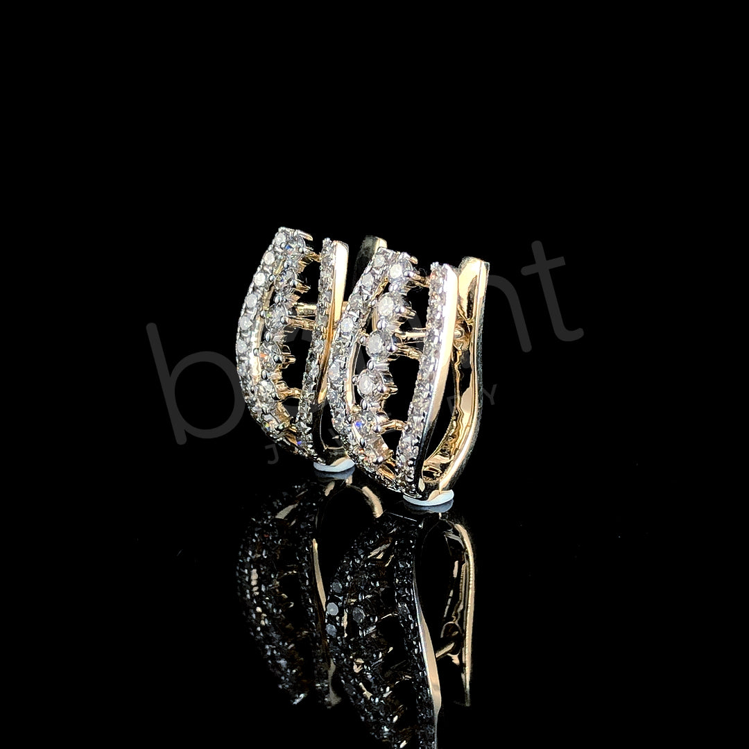 Rose Gold Diamond Earrings – Marquise Illusion with Double Halo Brilliance
