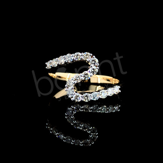 Rose Gold Bypass Diamond Ring – Contemporary Twist of Sparkling Elegance