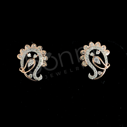 Rose Gold Diamond Paisley Earrings – Regal Elegance with a Contemporary Twist