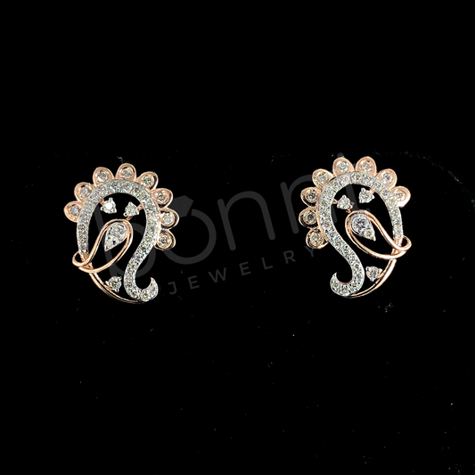 Rose Gold Diamond Paisley Earrings – Regal Elegance with a Contemporary Twist