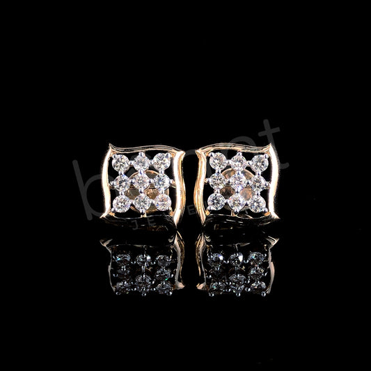 Rose Gold Cushion Diamond Stud Earrings – Modern Elegance in Soft Hues