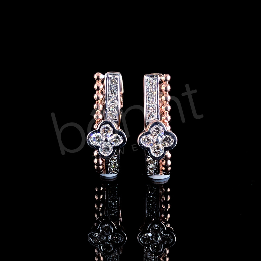 Rose Gold Diamond Drop Earrings – Vintage-Inspired Art Deco Charm