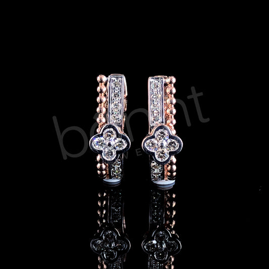 Rose Gold Diamond Drop Earrings – Vintage-Inspired Art Deco Charm