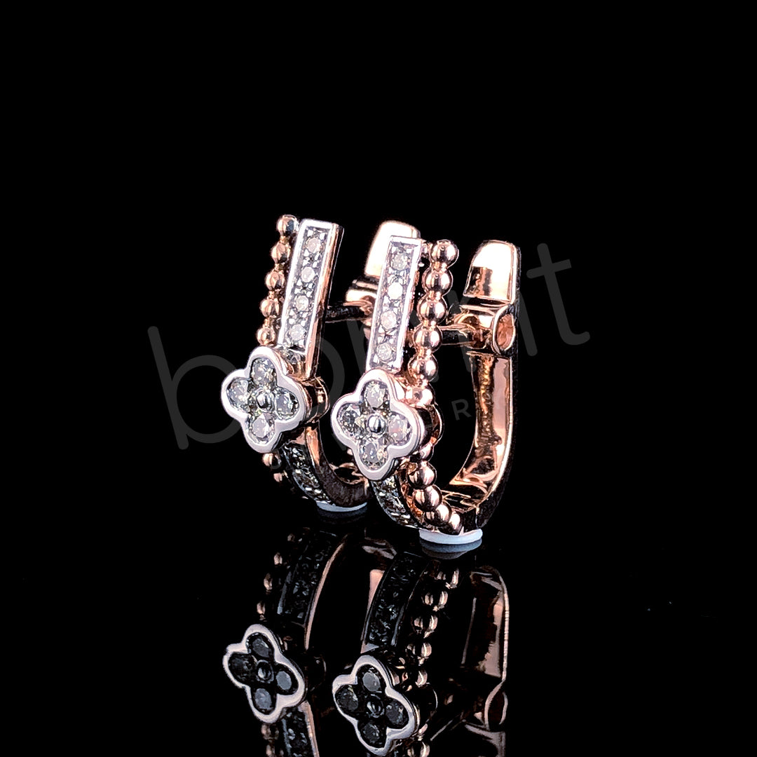 Rose Gold Diamond Drop Earrings – Vintage-Inspired Art Deco Charm