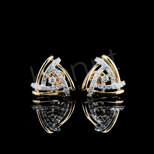 Yellow Gold Triangular Diamond Stud Earrings – Geometric Grace in Gold