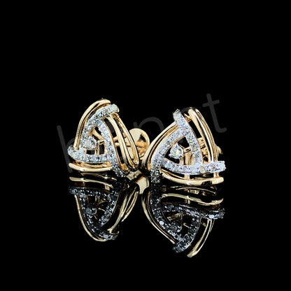 Yellow Gold Triangular Diamond Stud Earrings – Geometric Grace in Gold