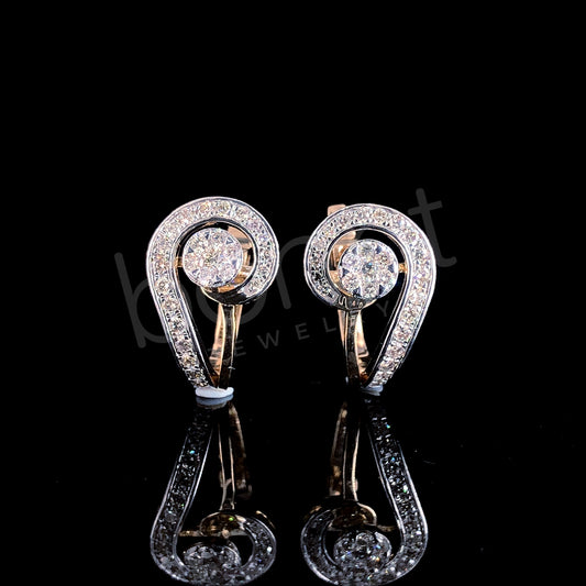 Rose Gold Diamond Spiral Earrings – Elegant Pave Swirl Design
