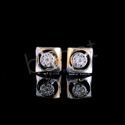 Rose Gold Diamond Stud Earrings – Square Illusion Setting with Brilliant Sparkle