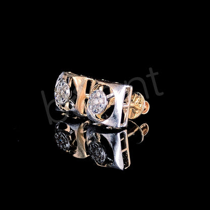 Rose Gold Diamond Stud Earrings – Square Illusion Setting with Brilliant Sparkle
