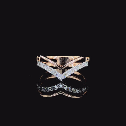 Chevron V-Shaped Moissanite Diamond Ring in D Color VVS | Modern Stackable Luxury Band