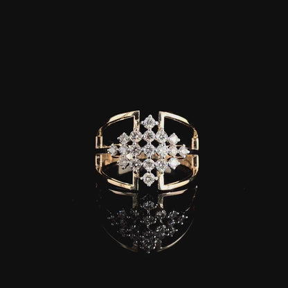 Geometric Cluster Moissanite Diamond Ring in D Color VVS | Luxury Statement Ring