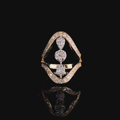 Modern Drop-Design Moissanite Diamond Ring in D Color VVS | Elegant Luxury Ring