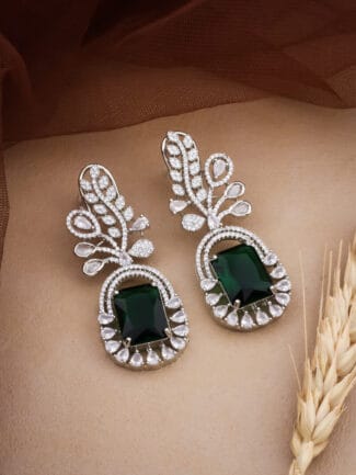 Royal Radiance Green and White CZ Statement Earrings